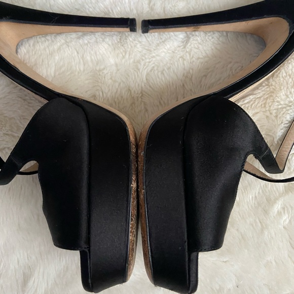 YSL black satin platform heels 38.5 fits like 7.5 US - Picture 7 of 13
